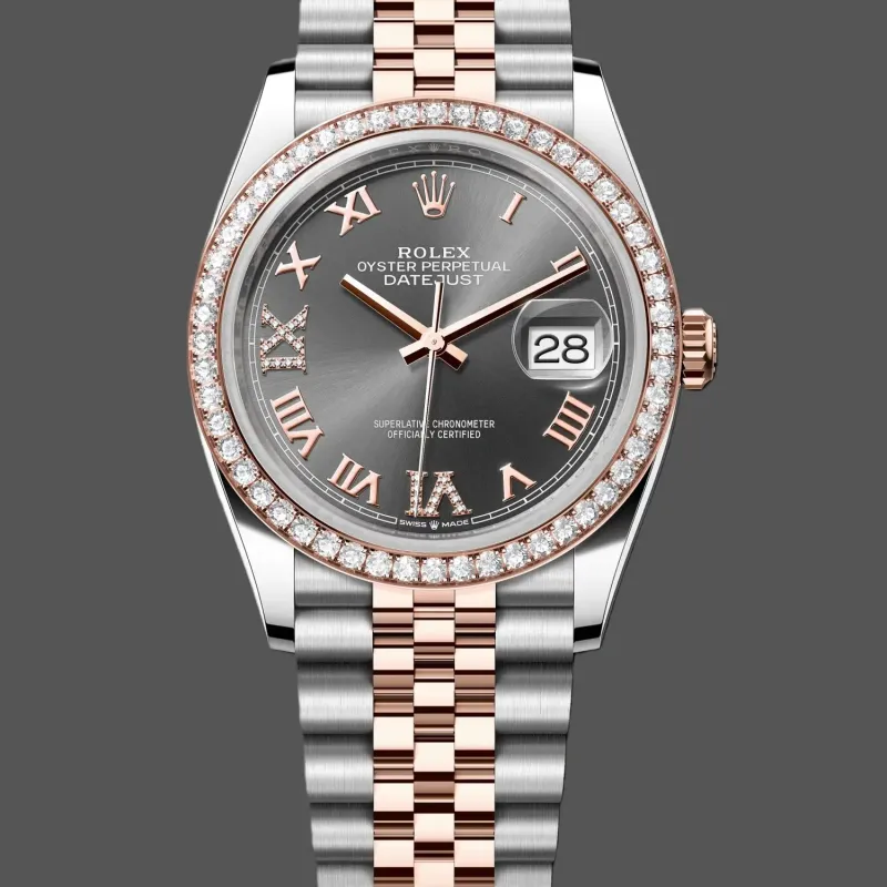 Rolex Datejust 36 Unisexe 126281RBR Replica - Cadran Chocolat Lunette Diamants