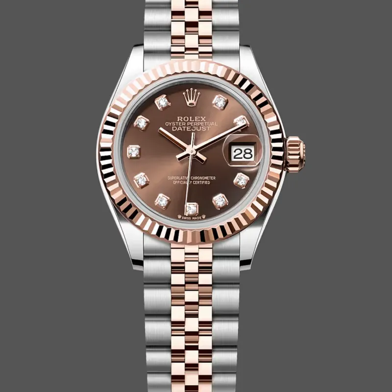 Rolex Datejust 28 Unisexe 279171 Replica - Cadran Marron Lunette Cannelee