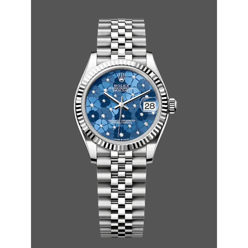 Rolex Datejust 31 Femme 278274 Replica - Cadran Bleu Lunette Cannelee