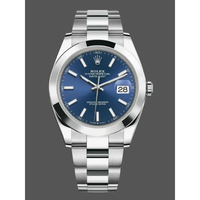 Rolex Datejust 126300 Replica - Cadran Bleu Lunette Cannelee