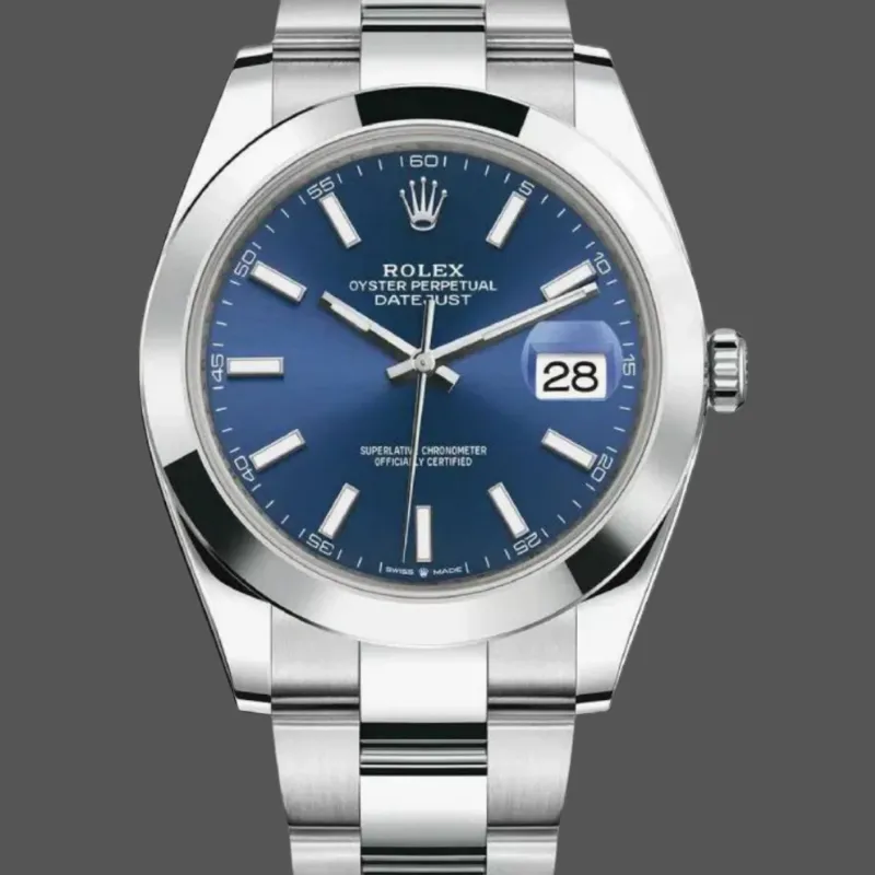 Rolex Datejust 126300 Replica - Cadran Bleu Lunette Cannelee