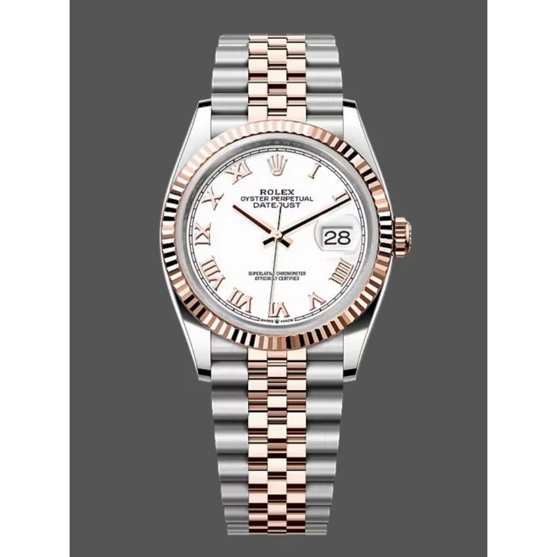 Rolex Datejust Femme 126231 Replica - Cadran Blanc Lunette Cannelee
