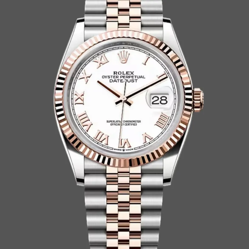 Rolex Datejust Femme 126231 Replica - Cadran Blanc Lunette Cannelee