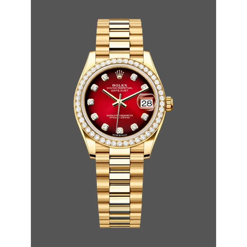 Rolex Datejust 31 Unisexe 278288RBR Replica - Cadran Rouge Lunette Diamants