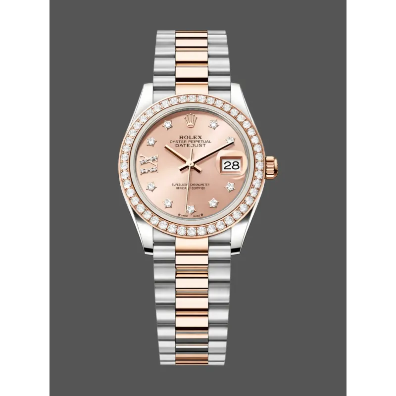 Rolex Lady-Datejust 28 Unisexe 279381RBR Replica - Cadran Rose Lunette Diamants