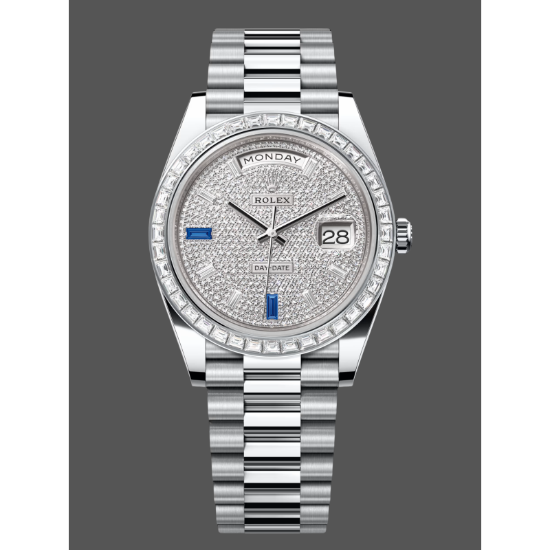 Rolex Day-Date 228396TBR Replica - Cadran Pavé Diamants Acier Inoxydable