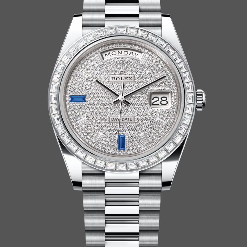 Rolex Day-Date 228396TBR Replica - Cadran Pavé Diamants Acier Inoxydable