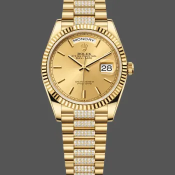Rolex Day-Date 36 Unisexe 128238 Replica - Cadran Champagne Lunette Cannelee