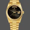Rolex Day-Date 36 Unisexe 18038 Replica - Cadran Noir Lunette Cannelee