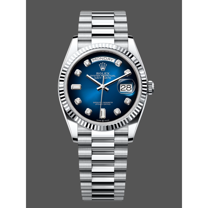 Rolex Day-Date Unisexe 128236 Replica - Cadran Bleu Acier Inoxydable