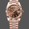 Rolex Day-Date 40 228235 Replica - Cadran Chocolat Lunette Cannelee