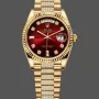 Rolex Day-Date 36 Unisexe 128238 Replica - Cadran Rouge Lunette Cannelee