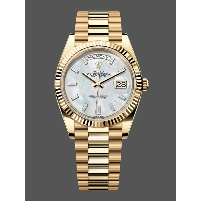Rolex Day-Date 40 228238 Replica - Cadran Nacre Lunette Cannelee