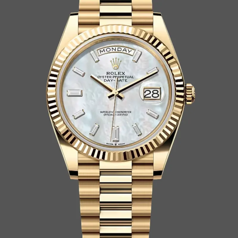 Rolex Day-Date 40 228238 Replica - Cadran Nacre Lunette Cannelee