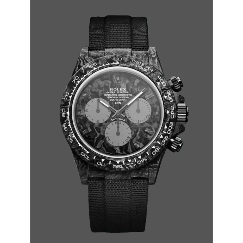Rolex DiW Daytona All Carbon Graphite Replica - Cadran Noir Lunette Tachymetre
