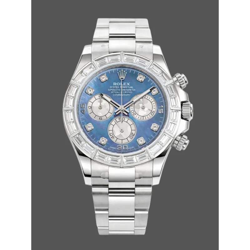 Rolex Cosmograph Daytona 116589 Replica - Cadran Bleu Glace Lunette Diamants