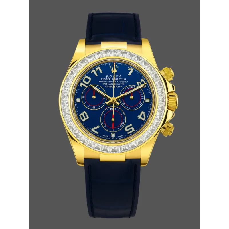 Rolex Daytona 116518 Replica - Cadran Bleu Lunette Diamants