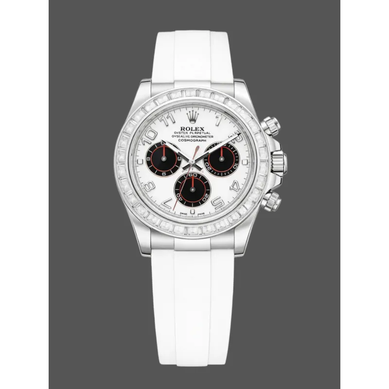 Rolex Cosmograph Daytona 116519 Replica - Cadran Blanc Lunette Diamants