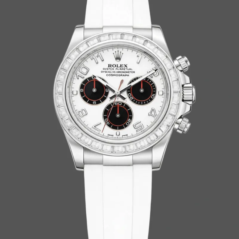 Rolex Cosmograph Daytona 116519 Replica - Cadran Blanc Lunette Diamants