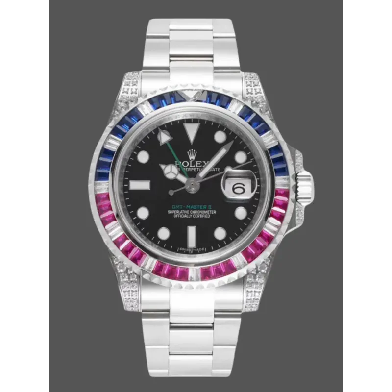 Rolex GMT-Master II Pepsi 126710BLRO Replica - Cadran Noir Lunette Diamants