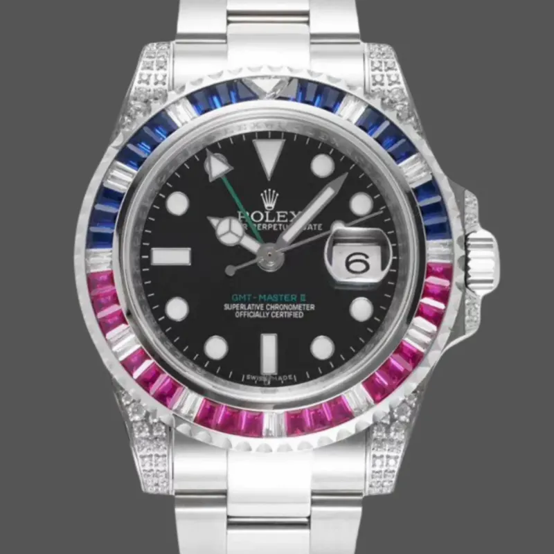 Rolex GMT-Master II Pepsi 126710BLRO Replica - Cadran Noir Lunette Diamants