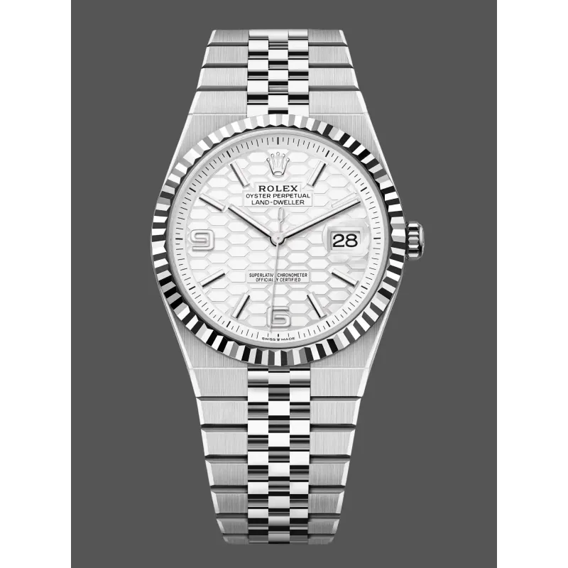 Rolex Land-Dweller 40 127334 Replica - Cadran Argent Lunette Cannelee