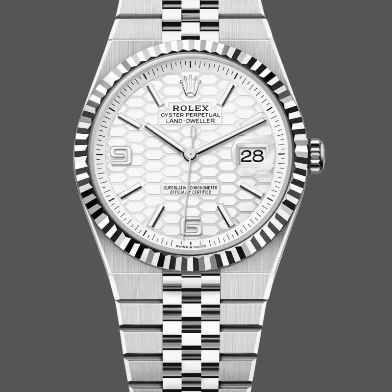 Rolex Land-Dweller 40 127334 Replica - Cadran Argent Lunette Cannelee