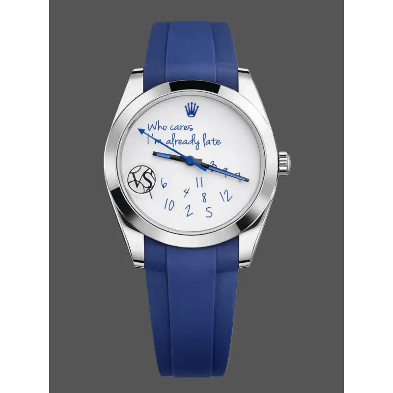 Rolex Milgauss "Who Cares I'm Already Late" Z-Blue 116400 Replica - Cadran Blanc Bracelet Caoutchouc