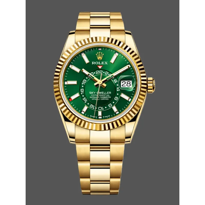 Rolex Sky-Dweller 336938 Replica - Cadran Vert Lunette Cannelee