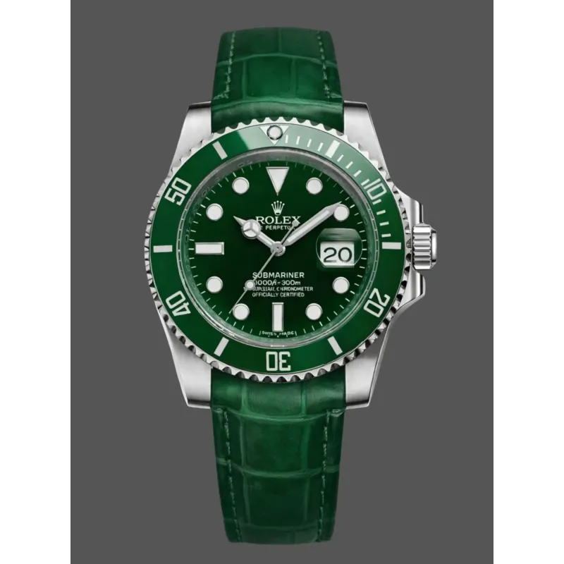 Rolex Submariner Date Hulk 116610LV Replica - Cadran Vert Bracelet Cuir