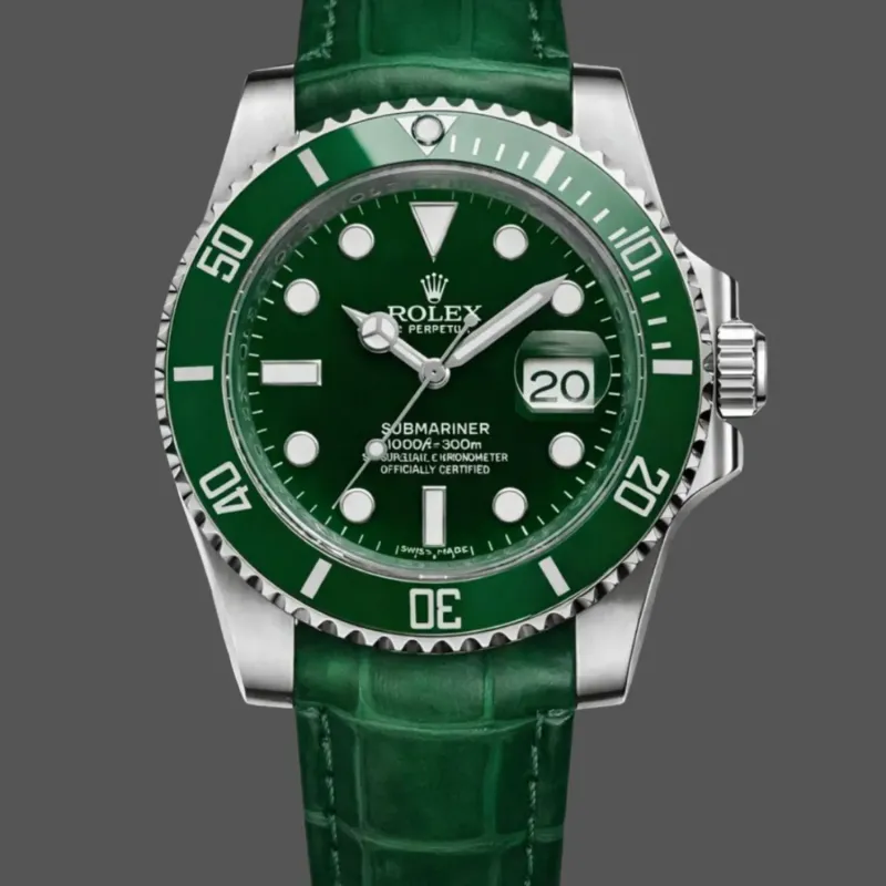 Rolex Submariner Date Hulk 116610LV Replica - Cadran Vert Bracelet Cuir