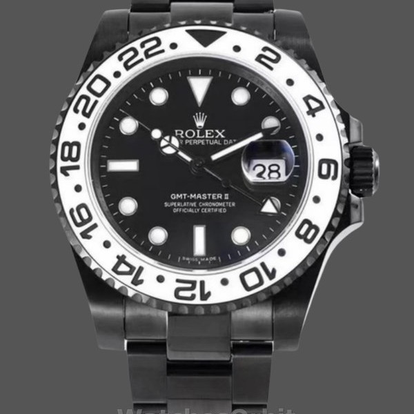 Replique Hommes - Rolex GMT-Master II Acier inoxydable revêtu de PVD/DLC noir 16710 - Cadran noir Cadran noir