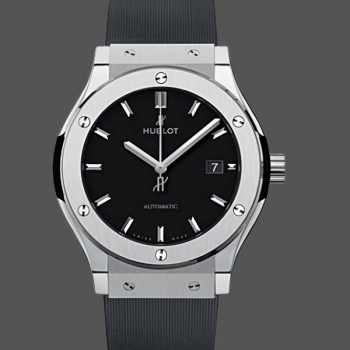 Replique Hommes Hublot Classic Fusion Automatique avec Bracelet Caoutchouc 542.NX.1171.RX Cadran Noir