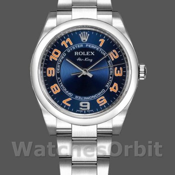 Replique Rolex Oyster Perpetual Air-King-114200 unisexe, 34mm, cadran bleu concentrique, unisexe bleu concentrique