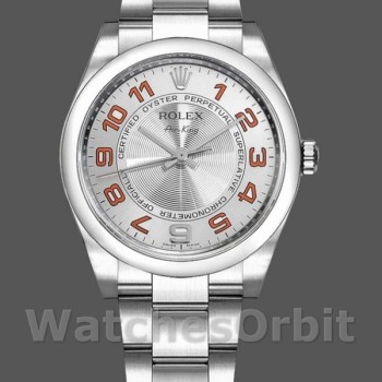 Replique Rolex Oyster Perpetual Air-King 114200-34mm unisexe, cadran index raisin blanc, argent concentré unisexe