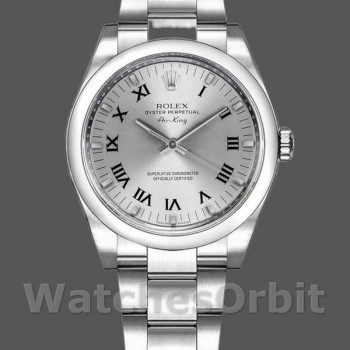 Replique Rolex Oyster Perpetual Air-King 34mm Unisex-114200-Cadran argenté Silver