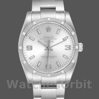 Replique Rolex Oyster Perpetual Air-King 114210-34mm, cadran argenté, unisexe argenté