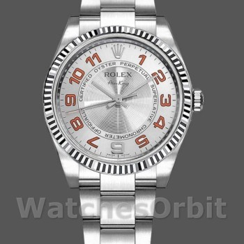 Replique Rolex Oyster Perpetual Air-King-114234 unisexe, 34mm, argent orange cadran arabe, unisexe argent