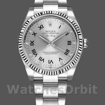 Replique Hommes - Rolex Oyster Perpetual Air-King-114234, 41mm, argent Cadran romain à diamants, argent