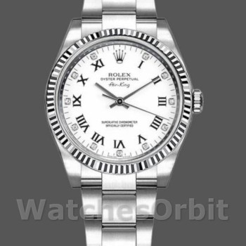 Replique Rolex Oyster Perpetual Air-King 34mm Unisex-114234-Cadran blanc Diamant blanc