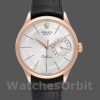 Replique Hommes Rolex Cellini Date 39mm Hommes-50515-Rose Gold-Silver Guilloche Index Dial Silver