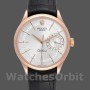 Replique Hommes Rolex Cellini Date 39mm Hommes-50515-Rose Gold-Silver Guilloche Index Dial Silver