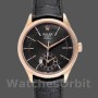 Replique Hommes Rolex Cellini Dual Time 39mm Hommes-50525-Cadran noir-Bracelet cuir noir Noir