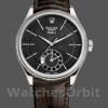 Replique Hommes Rolex Cellini Dual Time 39mm Hommes-50529-Cadran noir-Bracelet cuir brun Noir