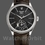 Replique Hommes Rolex Cellini Dual Time 39mm Hommes-50529-Cadran noir-Bracelet cuir brun Noir