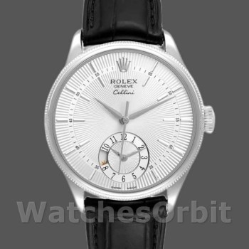 Replique Hommes Rolex Cellini Dual Time 39mm Hommes-50529-Silver Dial Argenté