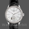 Replique Hommes Rolex Cellini Dual Time 39mm Hommes-50529-Cadran Silver Sunburst-Bracelet en cuir brun Argenté