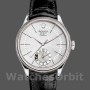 Replique Hommes Rolex Cellini Dual Time 39mm Hommes-50529-Cadran Silver Sunburst-Bracelet en cuir brun Argenté