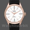 Replique Hommes Rolex Cellini Time 39mm Hommes-50505-Bracelet cuir noir-Cadran blanc Blanc
