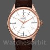 Replique Hommes Rolex Cellini Time 39mm Hommes-50505-bracelet cuir brun-cadran blanc Blanc